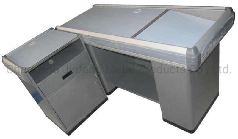 Supermarket Metal Cashier Desk Convenience Store Checkout Counter Jf-Cc-088