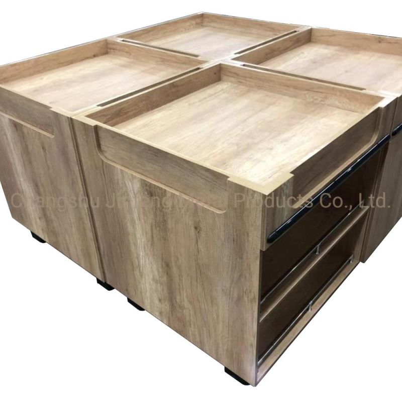 Supermarket and Store Display Shelving Promotional Stand with Wood