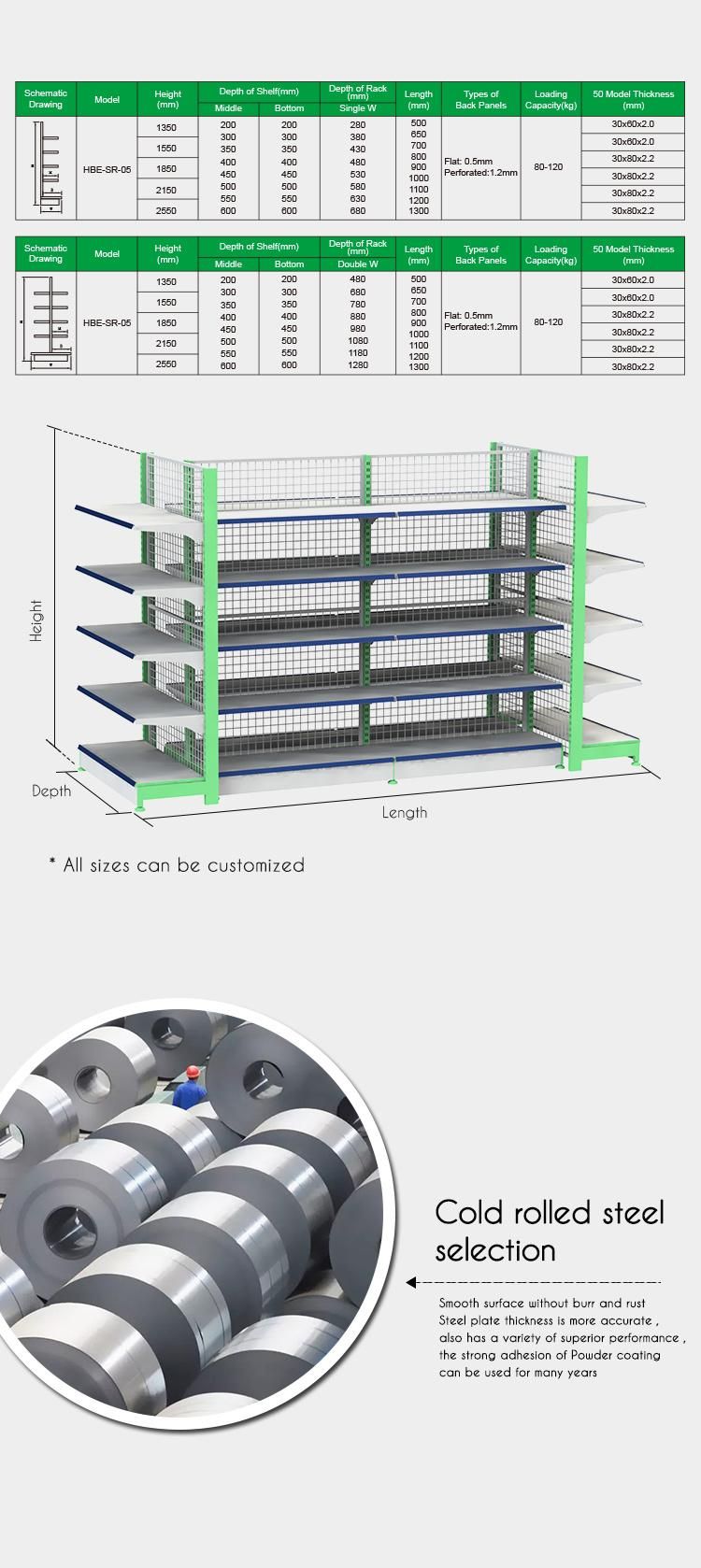 Supermarket Furniture Gondola Collapsible Display Shelf