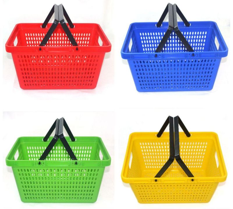 New Design Double Handle Small Hole Supermarket Shopping Hand Basket