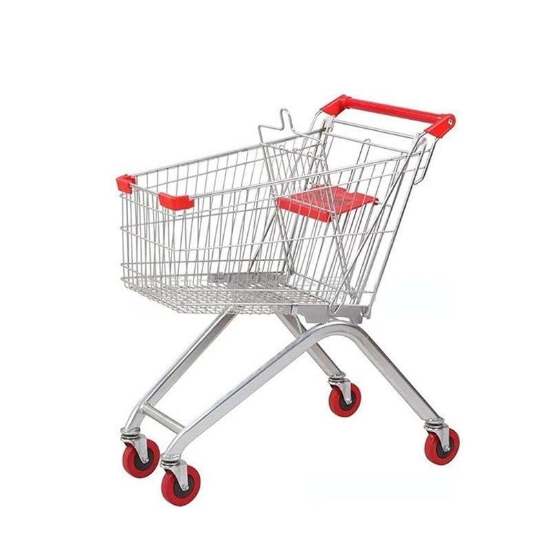 Black Metal Portable Supermarket Foldable Shopping Trolleys