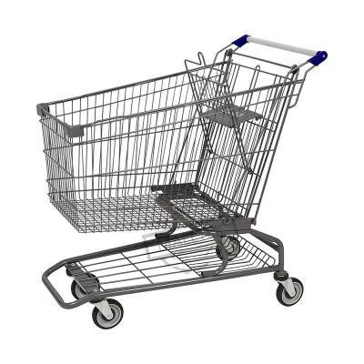 Wholesale Metal Supermarket Trolley with TPR Wheels