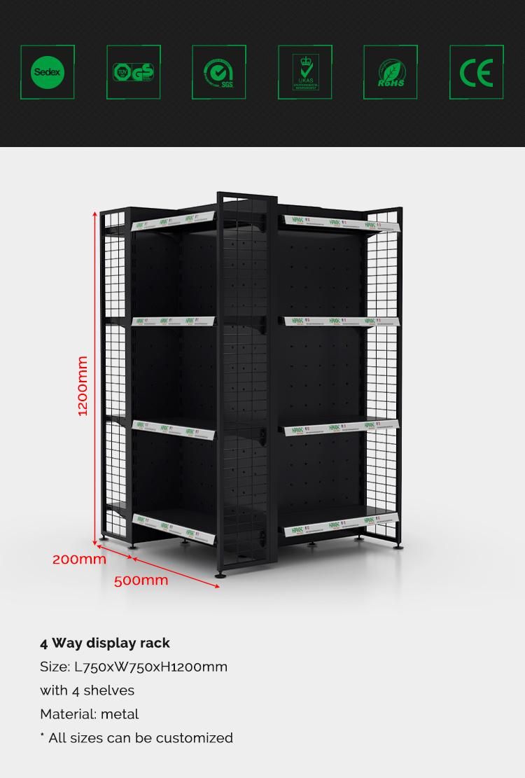 4 Way Display Rack Supermarket Shelf