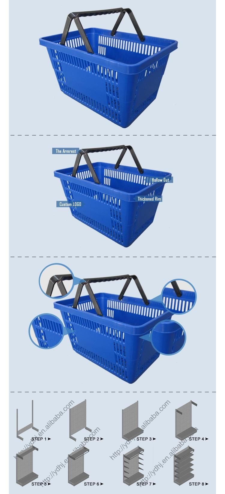 Wholesale Plastic Retail Store Supermarket Shopping Baskets with Handle