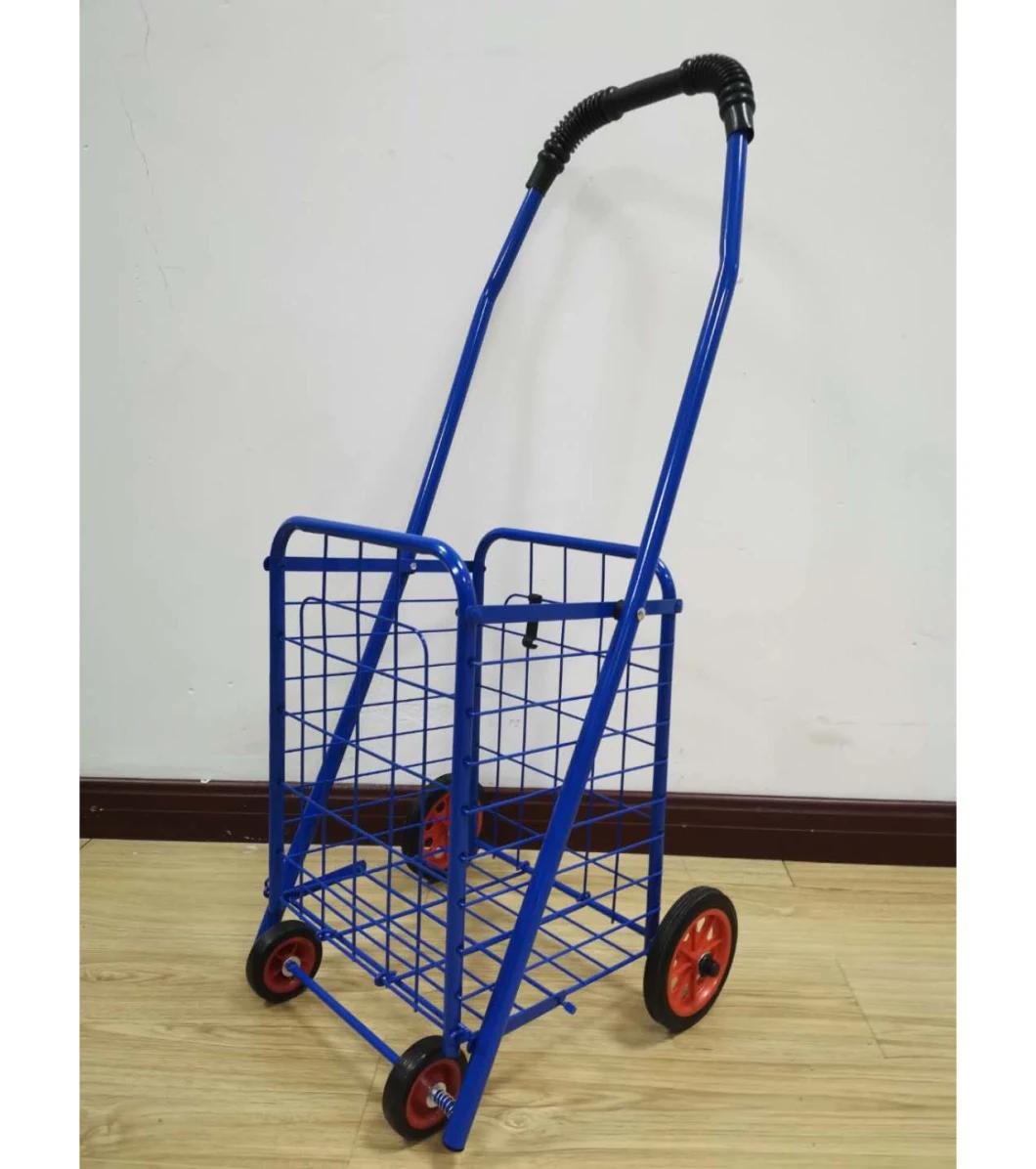 China Small Size Paint Coating Iron Tube Folding Shopping Portable Hand Cart