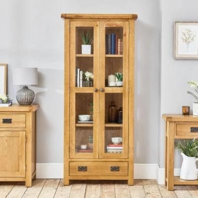 Rustic Oak Glazed Display Cabinet