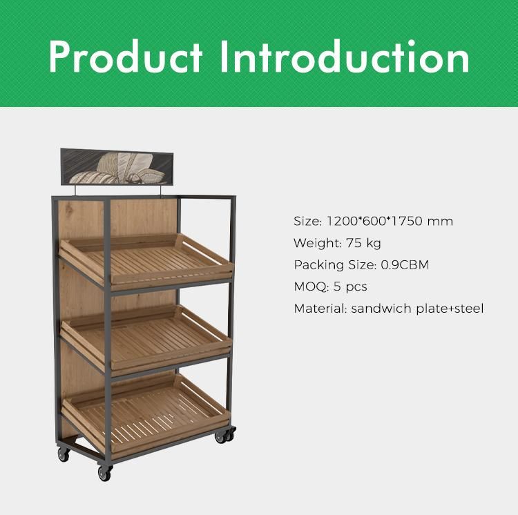 High End Wood Moveable Supermarket Bread Display Rack