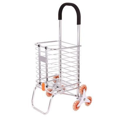 Foldable Grocery Carts 3 Wheels Aluminum Alloy Frame Large Capacity Shopping Trolley