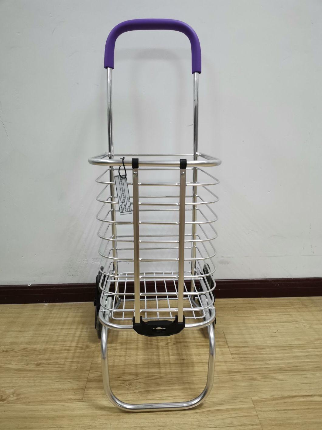 China Aluminum Alloy Folding Shopping Trolley Metal Supermarket Cart