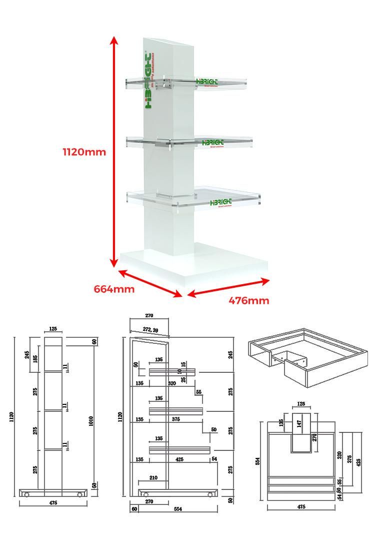 Promotion Display Shelf with Arylic Layer for Supermarket and Grocery Store