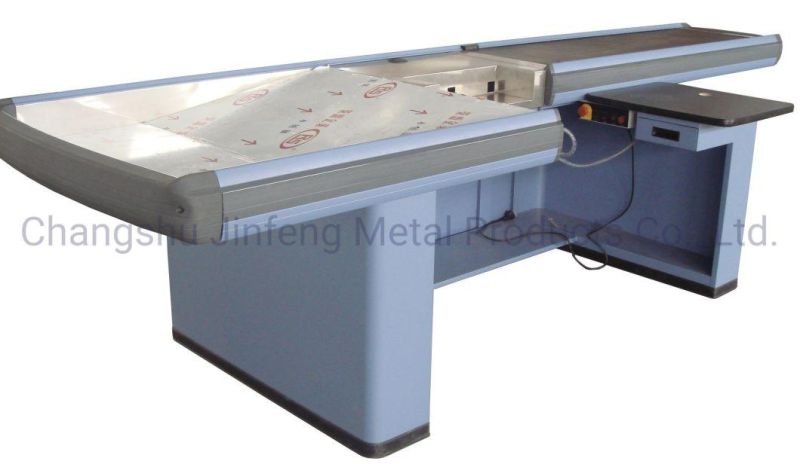 Supermarket & Store Fixture Electronic Cashier Counter with Conveyor Belt