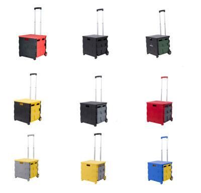 Colorful Plastic Basket Trolley Shopping Folding Trolley Cart