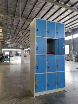 Metal Iron Locker Blue Color 12 Doors Steel School Locker for Students