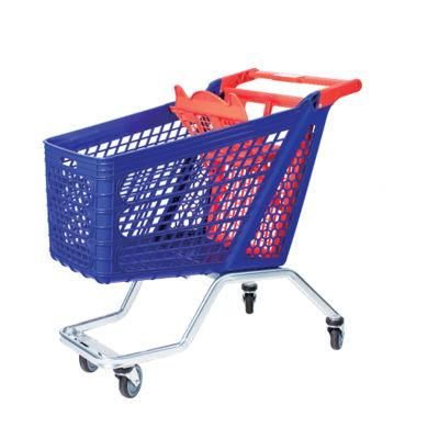 Durable Shopping Cart Plastic Galvanized Plastic Sprayed Bottom Frame