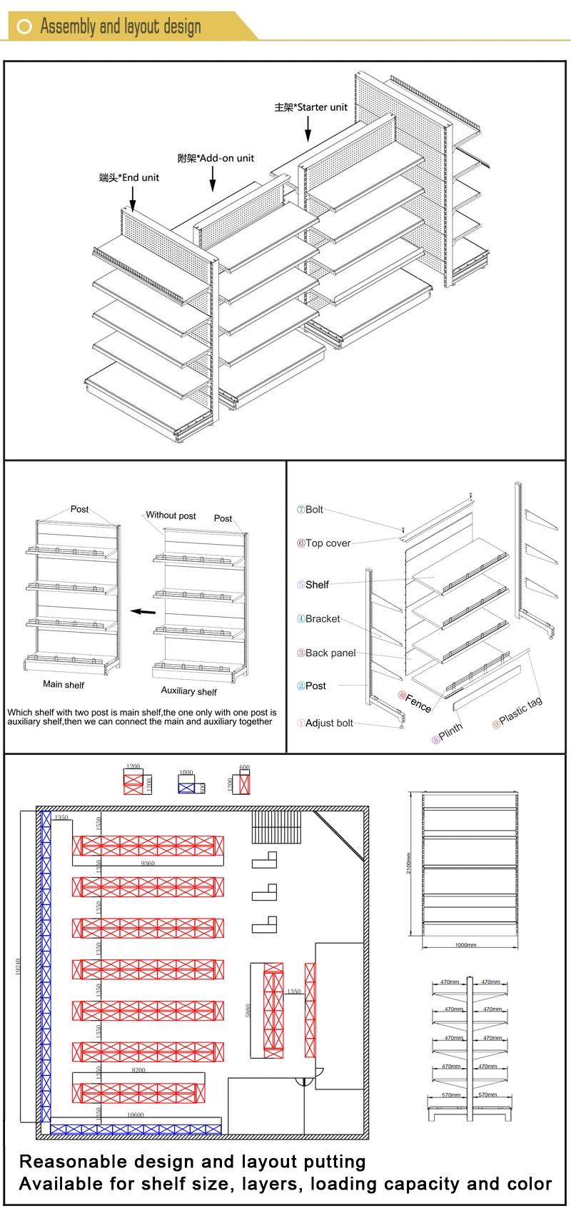 Medium Four Sides Supermarket Shelves with Label Holder