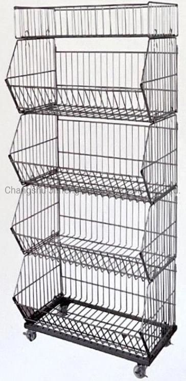 Supermarket Metal Wire Stacking Basket with Dividers