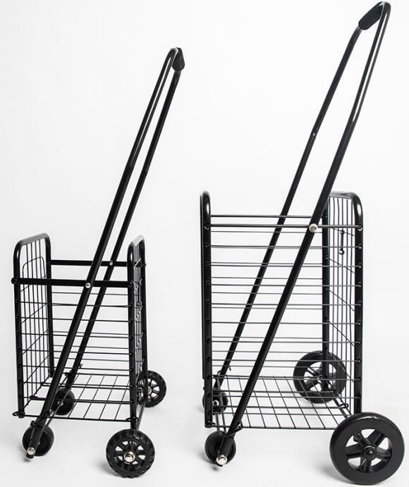 China Hot Sale Mini Metal Foldable Rolling Cart Folding Supermarket Shopping Trolleys