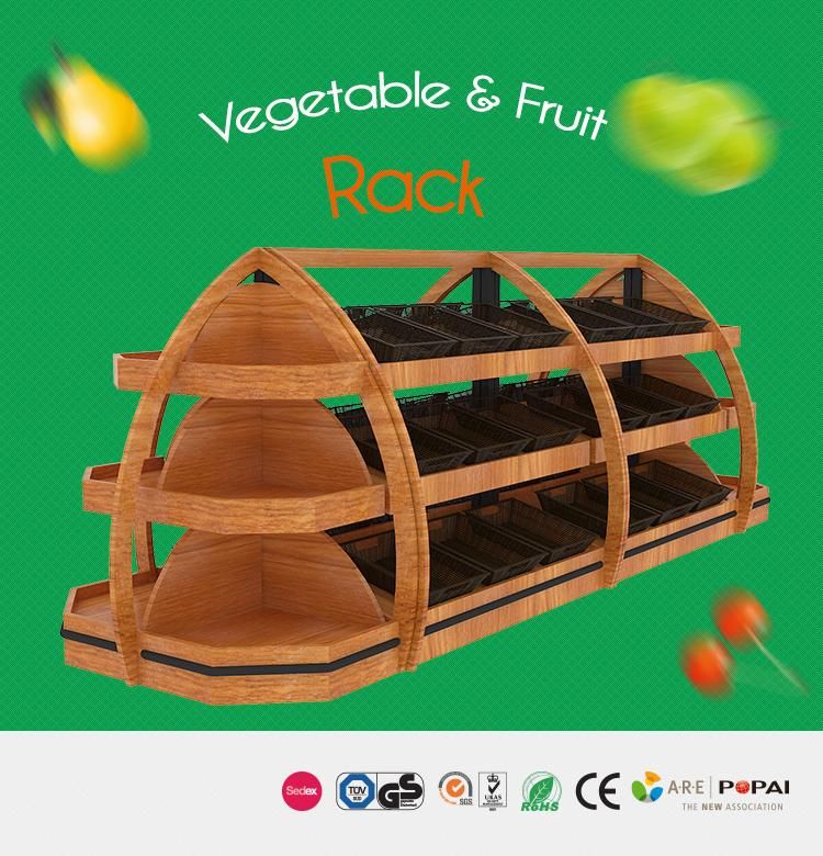 Fruit Store Wooden Produce Vegetable Rack