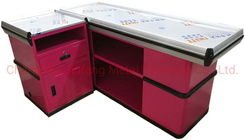 Supermarket Checkout Counter Convenience Store Metal Cashier Table Jf-Cc-042