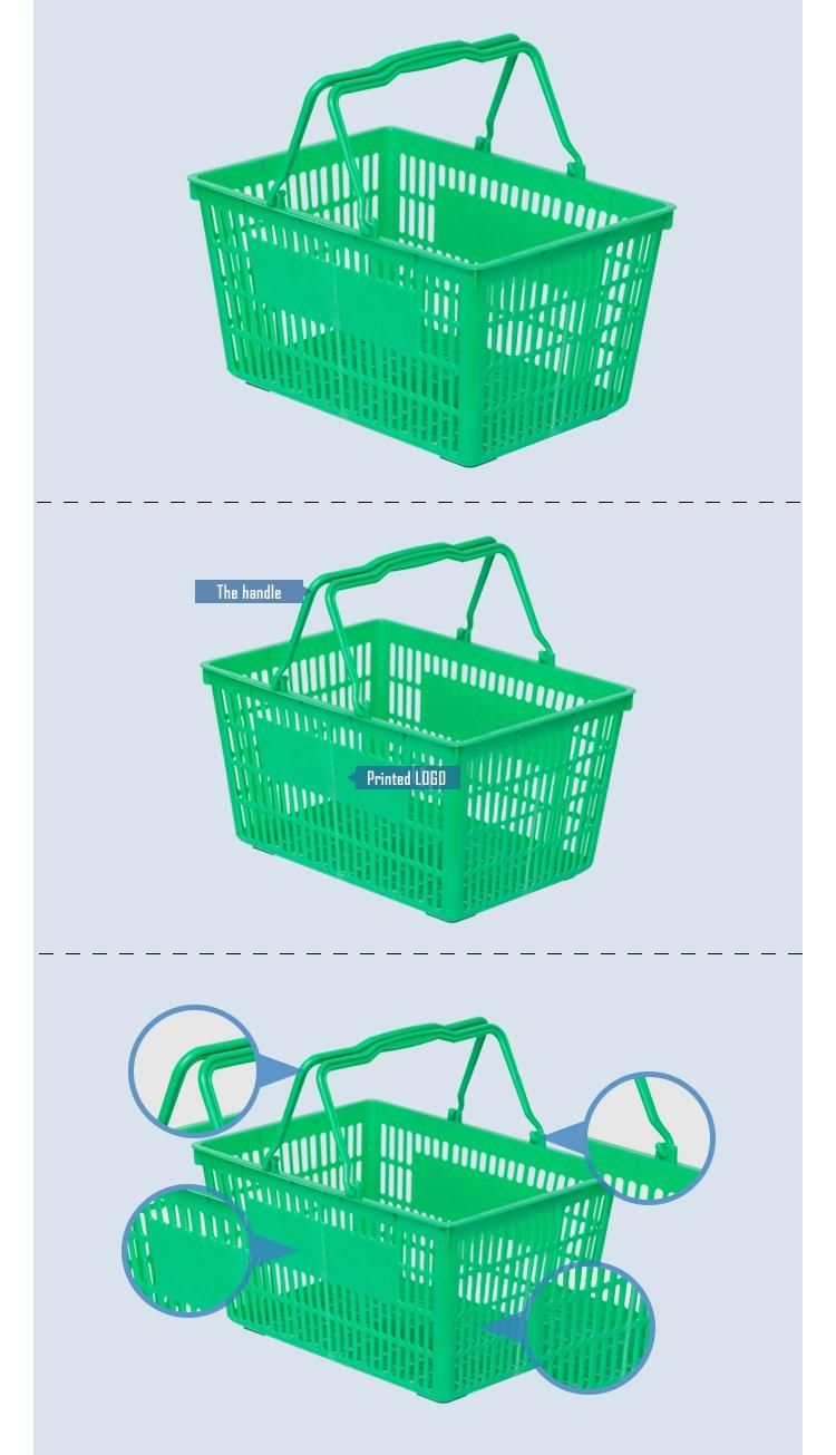 New Large Hollow Portable Plastic Basket for Supermarket Shopping