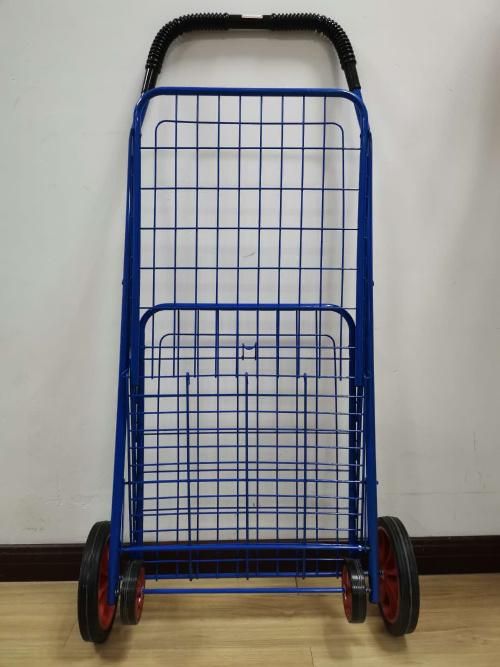 Factory Hot Sell Large Metal Wire Grocery Hand Push Folding Cart for Shopping