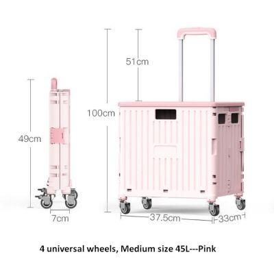 Factory Multi Purpose Plastic Rolling Grocery Wagon Folding Shopping Trolley Cart with Seat