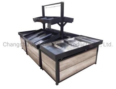 Supermarket Steel-Wood Fruit and Vegetable Display Stand