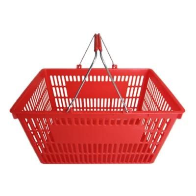 Large Capacity Electroplating Handle Flat Hand Basket for Supermarket Shopping