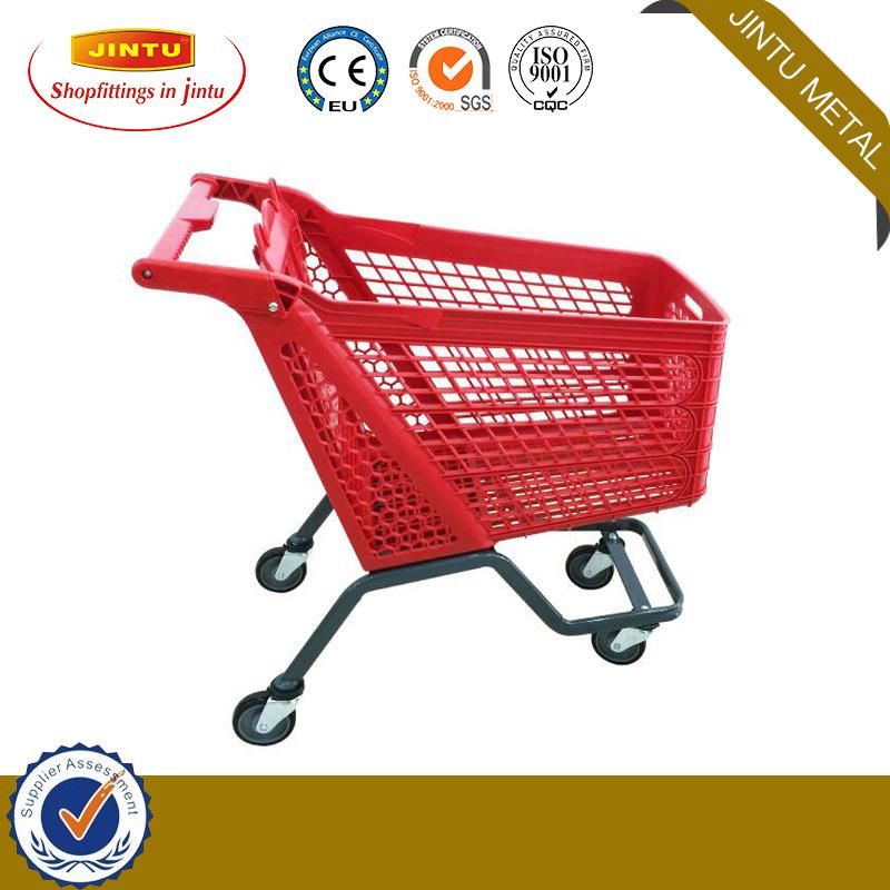 New Supermarket Plastic Shopping Cart with Wheels