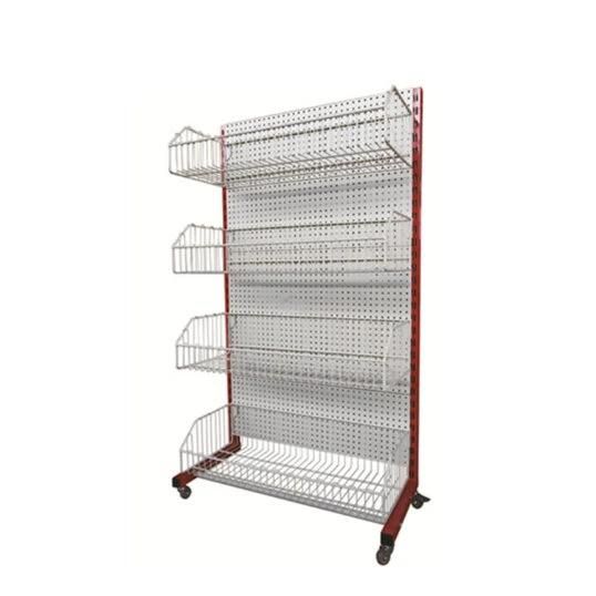 Supermarket Used Socks Display Perforated Back Panel Shelf with Basket