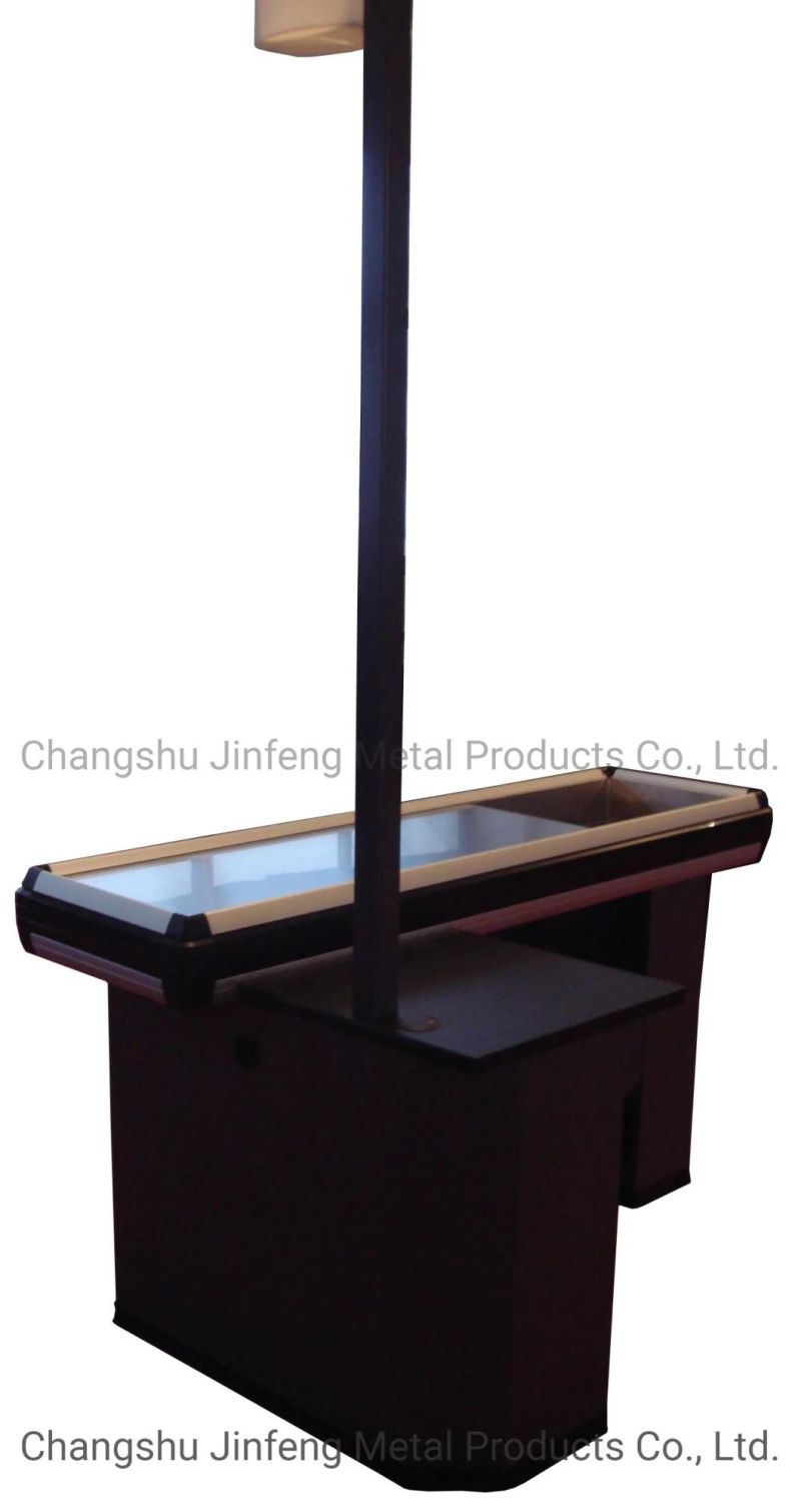 Supermarket & Store Fixture Express Checkout Counter Cashier Desk with Light Box