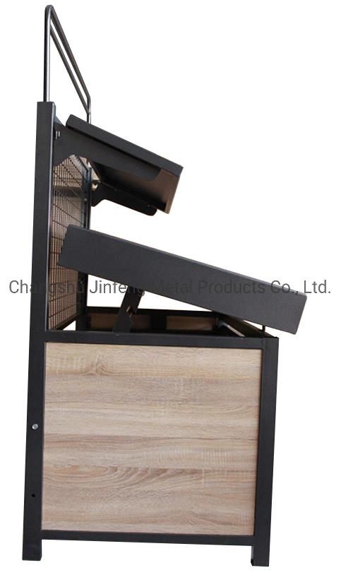 Supermarket Vegetable and Fruit Display Shelf Display Stand with Wood