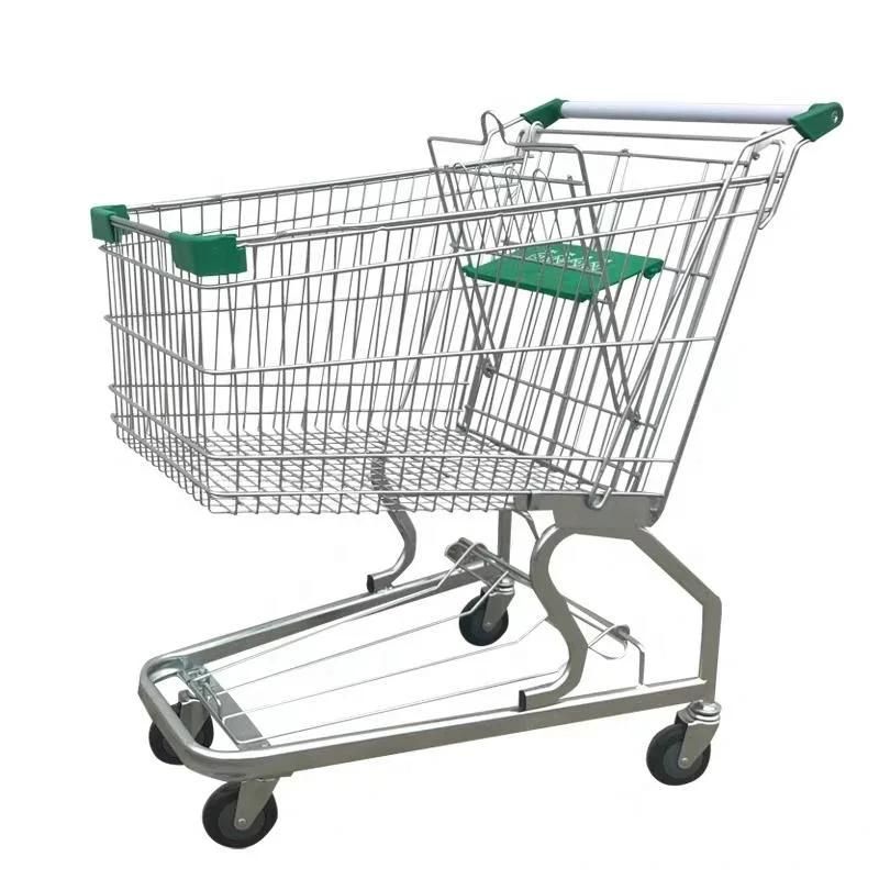 High Quality Metal Material Asian Style Shopping Trolley for Supermarket