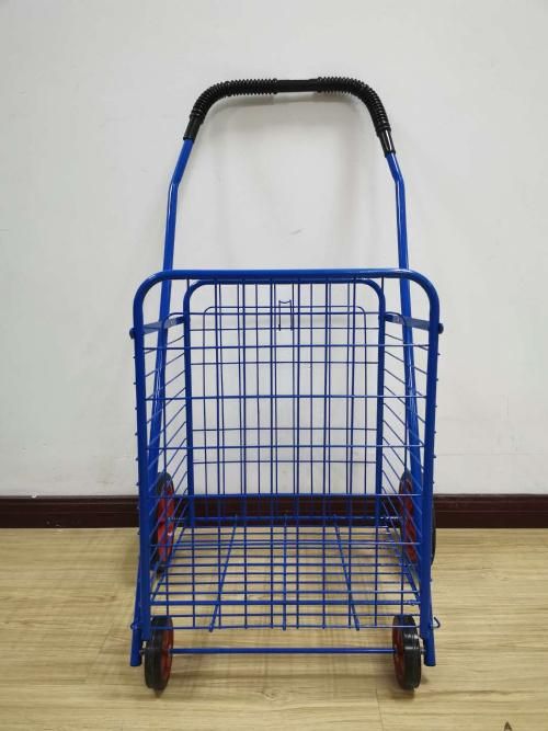 China Factory Large Capacity Steel Shopping Cart Folding Trolley Supermarket