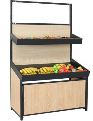 Supermarket Vegetable and Fruit Stand Wooden Display Shelf