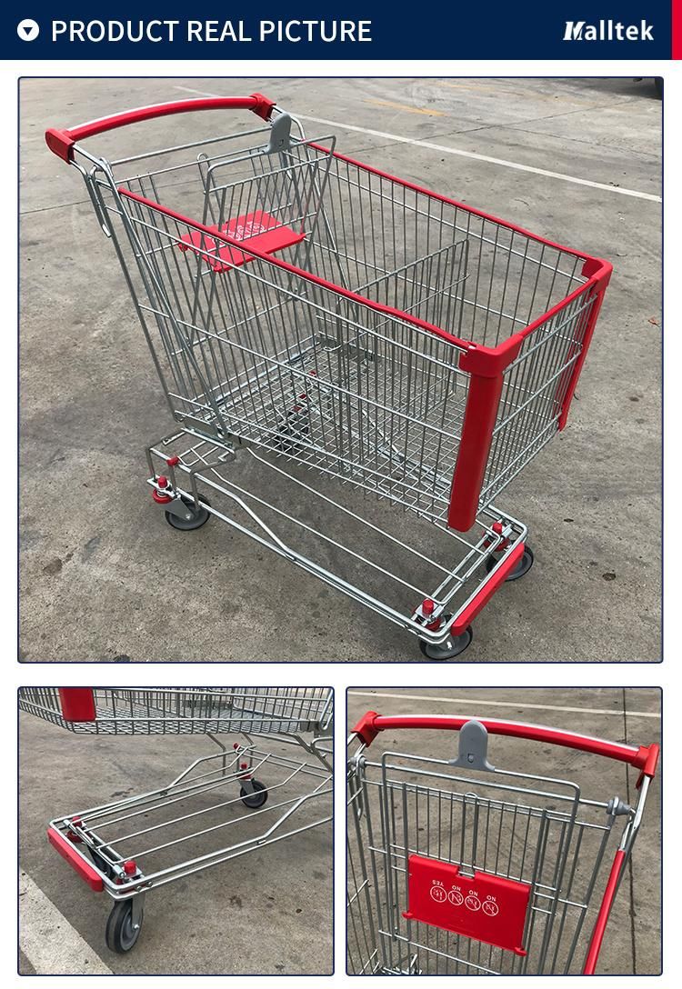 Customized Asian 150L Zinc Plated Asian Trolley with Coin Lock