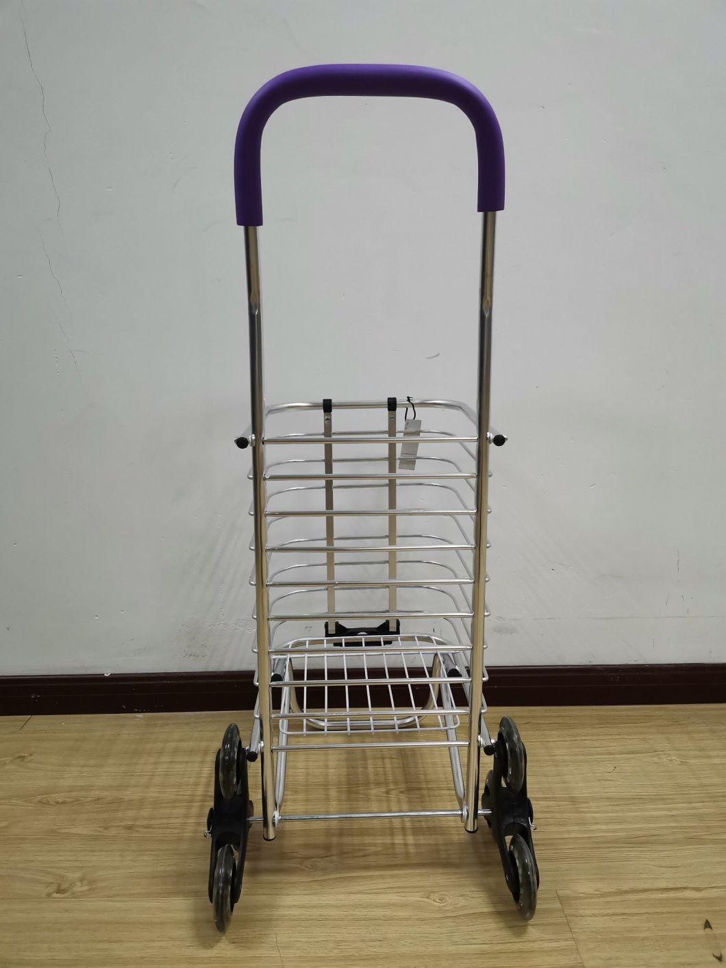 China Aluminum Light Portable Folding Shopping Cart with Wheels for Stairs