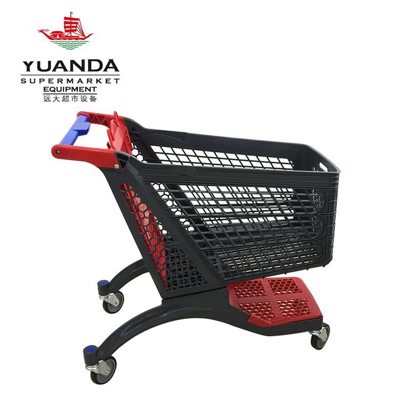 New Design Pure Plastic Hand Push Shopping Trolley for Supermarket Shop