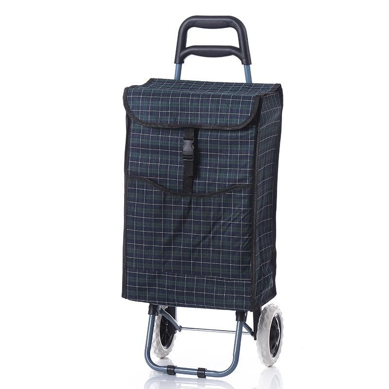 Best Selling Customized Classical Collapsible Foldable Removable Plaid Fabric Trolley Shopping Cart