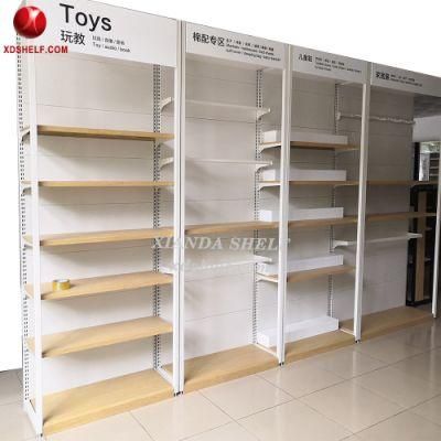 Steel Backplane Style Xianda Shelf Supermarket Shelves Wooden Retail Box