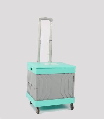 China Multipurpose Plastic Folding Shopping Carrier Supermarket Carts Trolleys