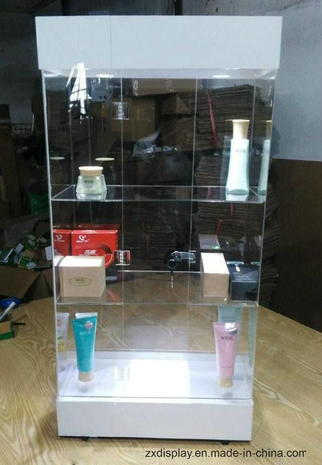 Acrylic Cosmetic Display Container Supermarket Showcase with LED Light