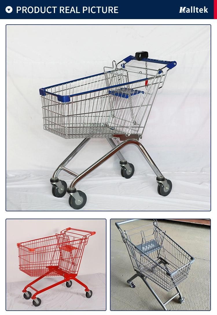 Wholesale Hypemarket Metal 80L Supermarket Trolley with Safety Belt