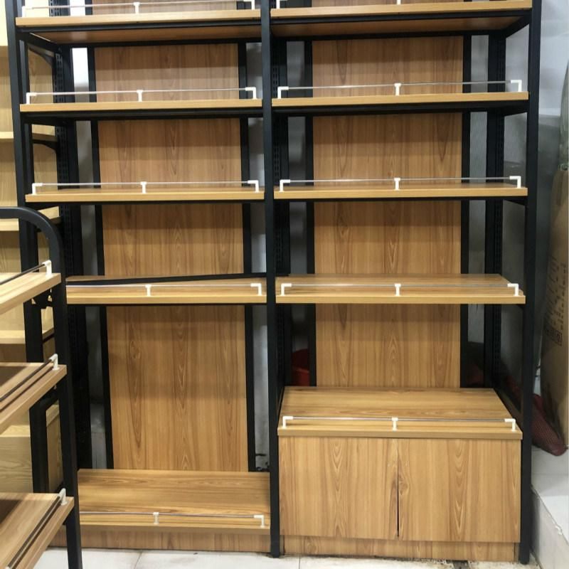 Adjustable Store Gondola Wooden Style Supermarket Shelves