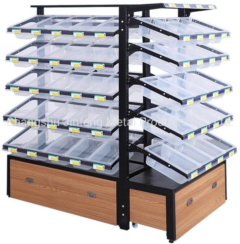 Supermarket Wooden Shelves for Bulk Food Wooden Display Racking