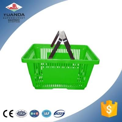 Wholesale Supermarket Basket Large Double Handle Plastic Hand Shopping Basket