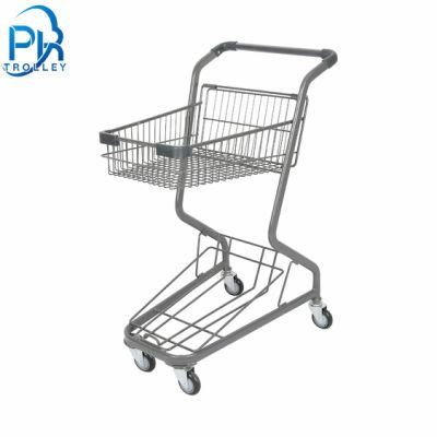 Retail Supermarket 2 Tier Double Basket Shopping Trolley for Sale