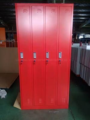 Red Kd 4 Doors Personal Changing Room Locker with Hanger/Shelf