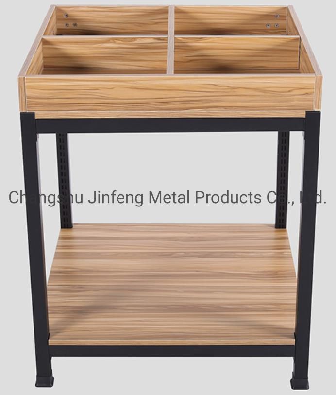 Supermarket Steel-Wood Shelf Convenience Store Beverage Promotional Display Stand