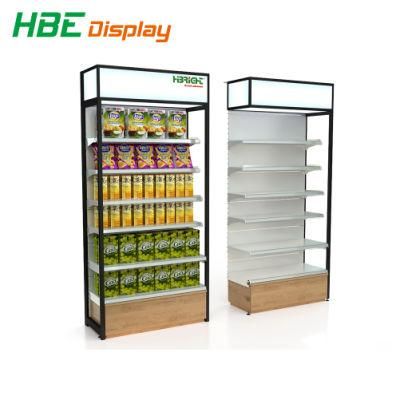 New Design Gondola Shelf Shop Furniture with Light Drawer